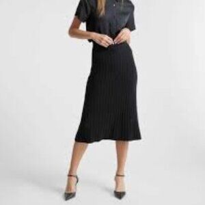 NWT Quince Mongolian Cashmere Midi Skirt - Medium - Black